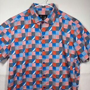 Waimea Collection Mens S Button Down Shirt‎ Short Sleeve Colorful Pattern Casual
